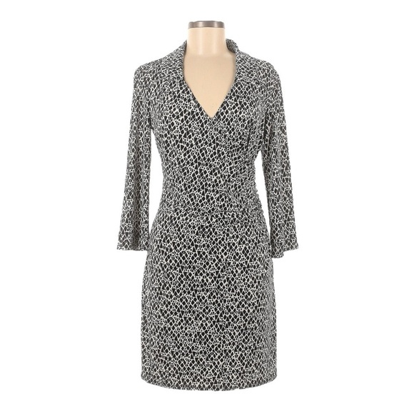 Laundry By Design Faux Wrap Geometric Print Stretchy Knee Length Dress Size 12 - Picture 1 of 9